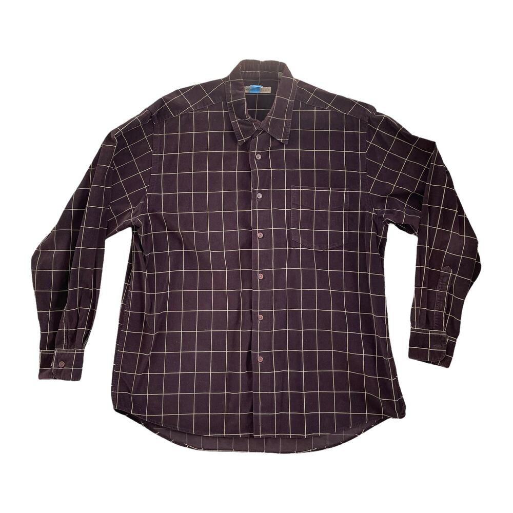 Vintage East Island Corduroy Plaid Button-Down Shirt L